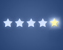 A graphic depicting a rating of five stars.