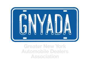 GNYADA Greater New York Automobile Dealers Association logo on blue license plate design