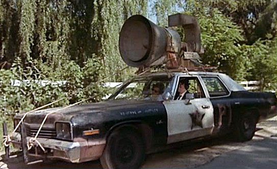 The Bluesmobile, which is a 1974 Dodge Monaco from The Blues Brothers.