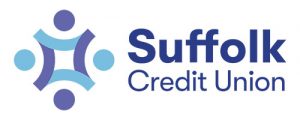 Suffolk Credit Union logo with blue abstract design