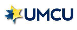 UMCU University of Michigan Credit Union logo with blue and yellow stars